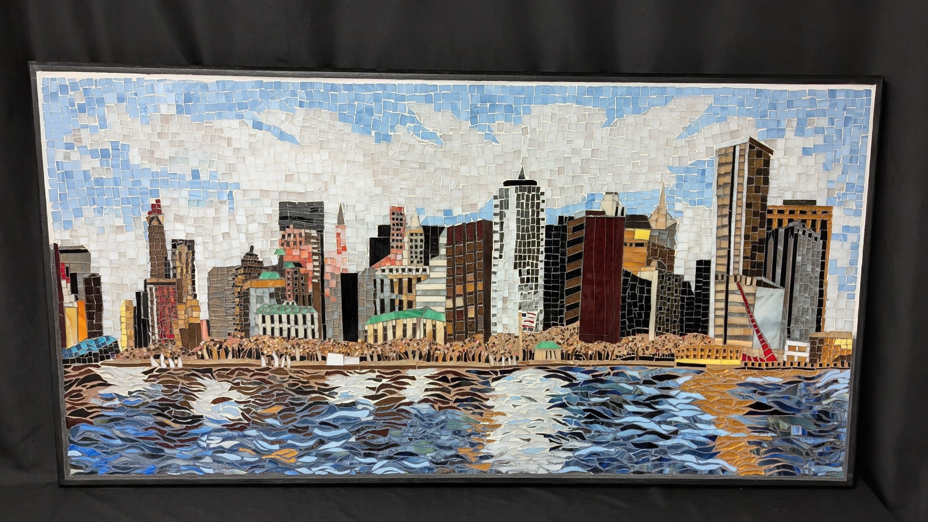 Custom Stained Glass Mosaic Art - New York State of Mind, American made